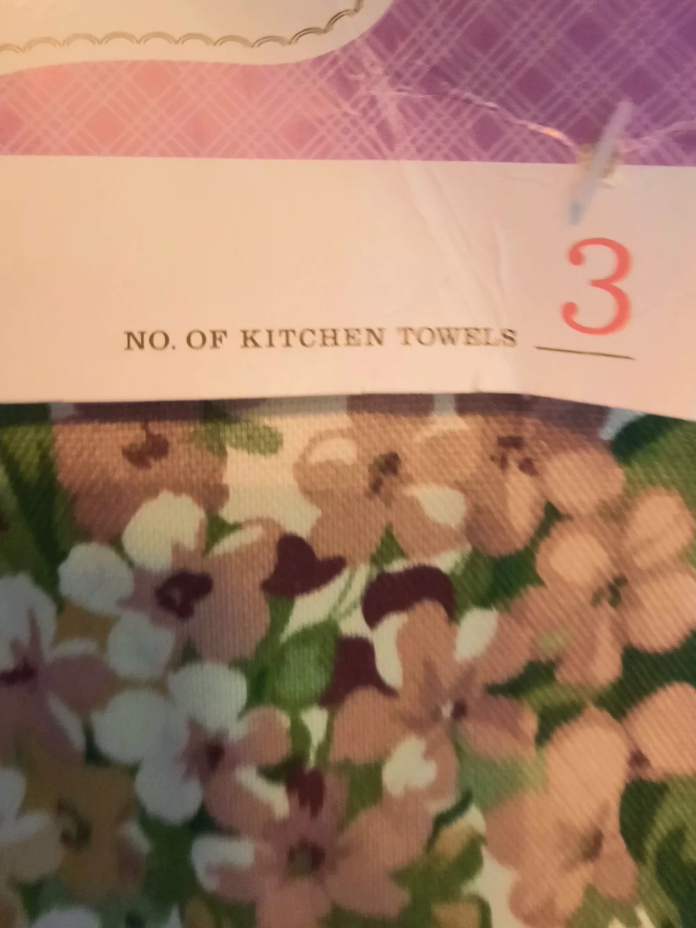 Beautiful Floral Kitchen Towel in lovely Lilac, dusty Pink, Green, & Cream